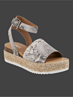 Soda Snake-Print Espadrille Platform Sandal - White/Gray Sz 10